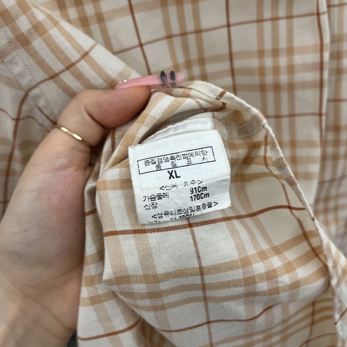 버버리 컨트리 레트로 빈티지 오트밀 반팔 체크 셔츠 XL C12383 상품이미지6