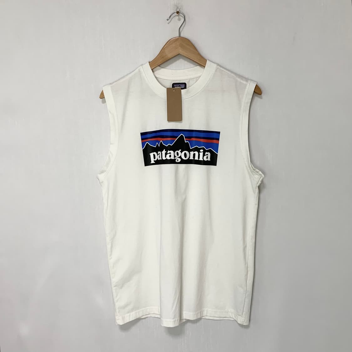 파타고니아 로고 프린팅 아이보리 슬리브리스 나시 민소매 티셔츠 XL 상품이미지1