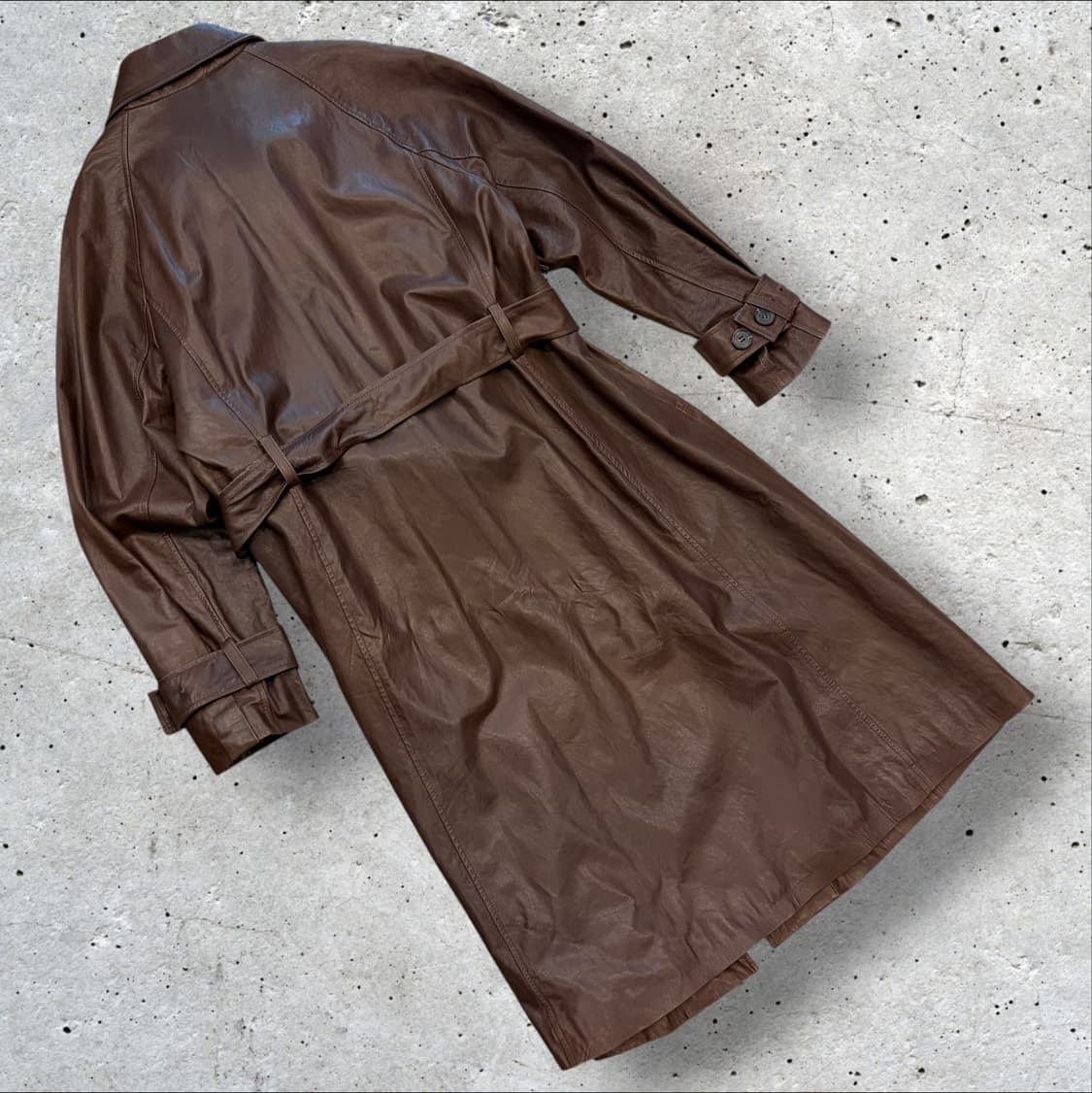 [M] 베라왕 양가죽 브라운 레더 롱 트렌치 코트 D654 상품이미지2