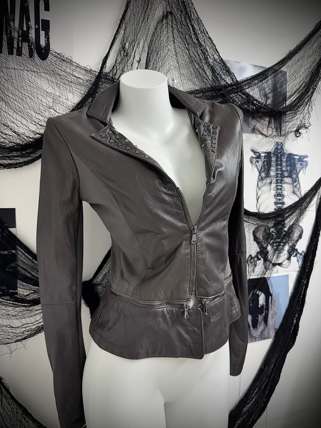 Studs detail real leather jacket 상품이미지2