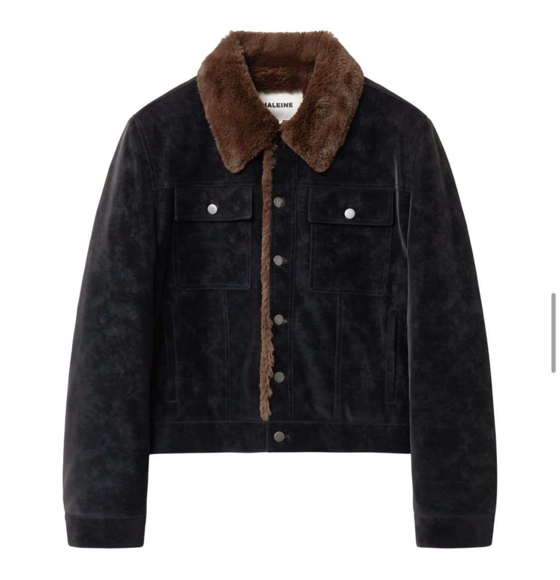 알렌느 벨루아 포우 퍼 트러커 자켓 블랙 브라운 상품이미지3