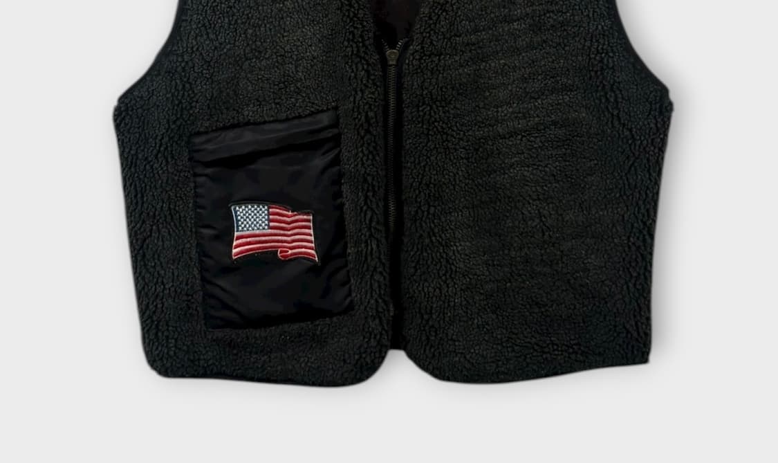 스우시 리버시블 빈티지 플리스 가죽 조끼 M 상품이미지5