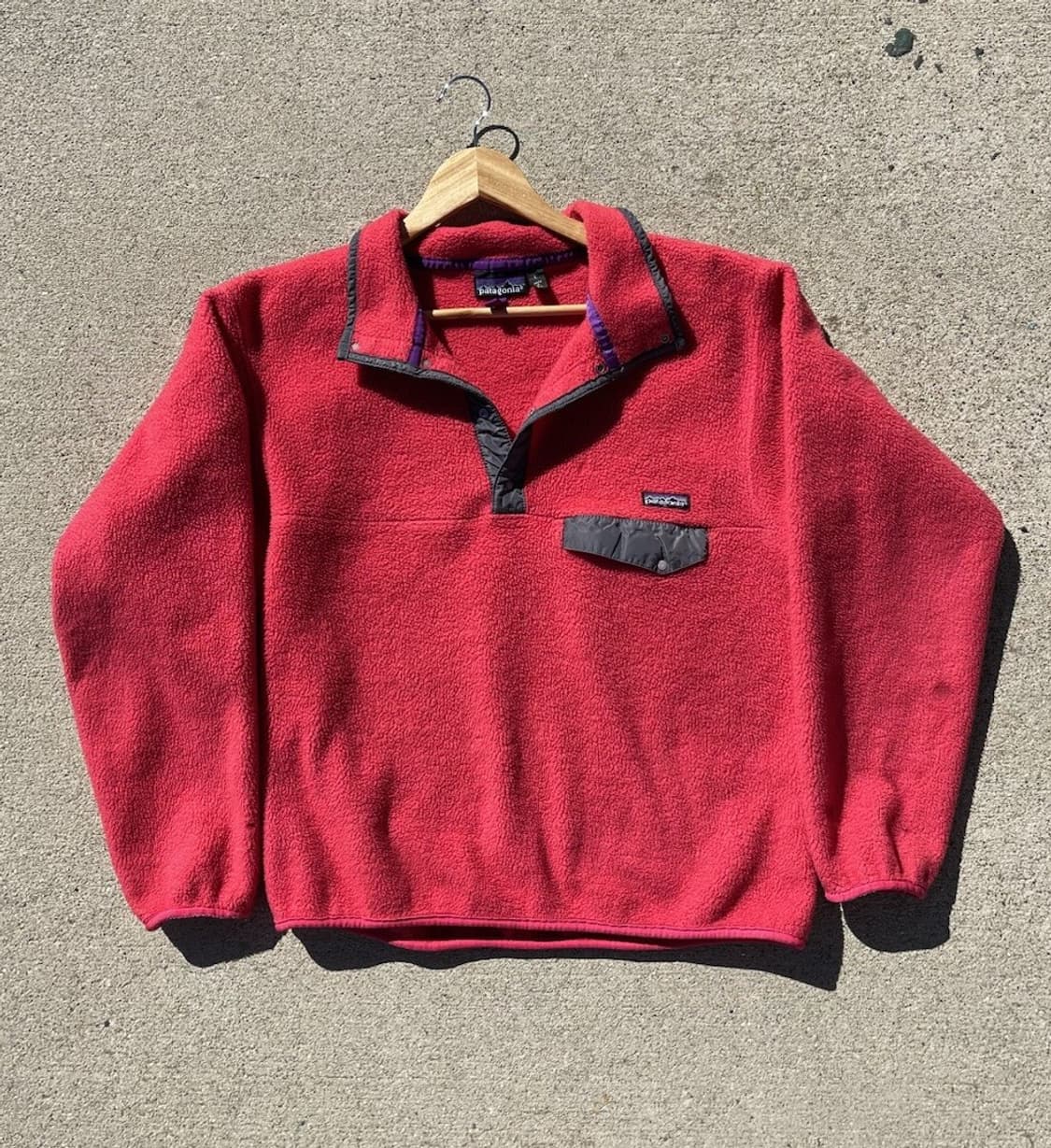 90s 파타고니아 신칠라 스냅-T 레드/퍼플 USA 상품이미지1
