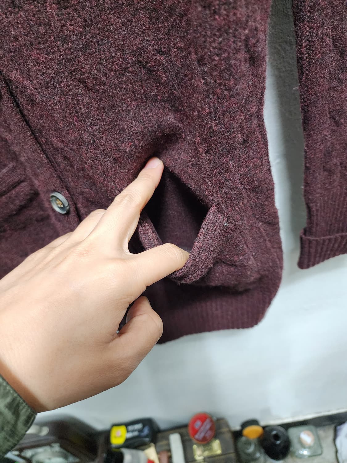 랄프로렌 캐시미어 가죽패치 케이블 롱가디건  상품이미지3