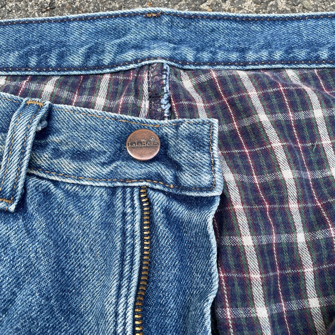 90s 엘엘빈 플란넬 안감 데님 팬츠 올드스쿨 새깅 청바지 32 상품이미지3