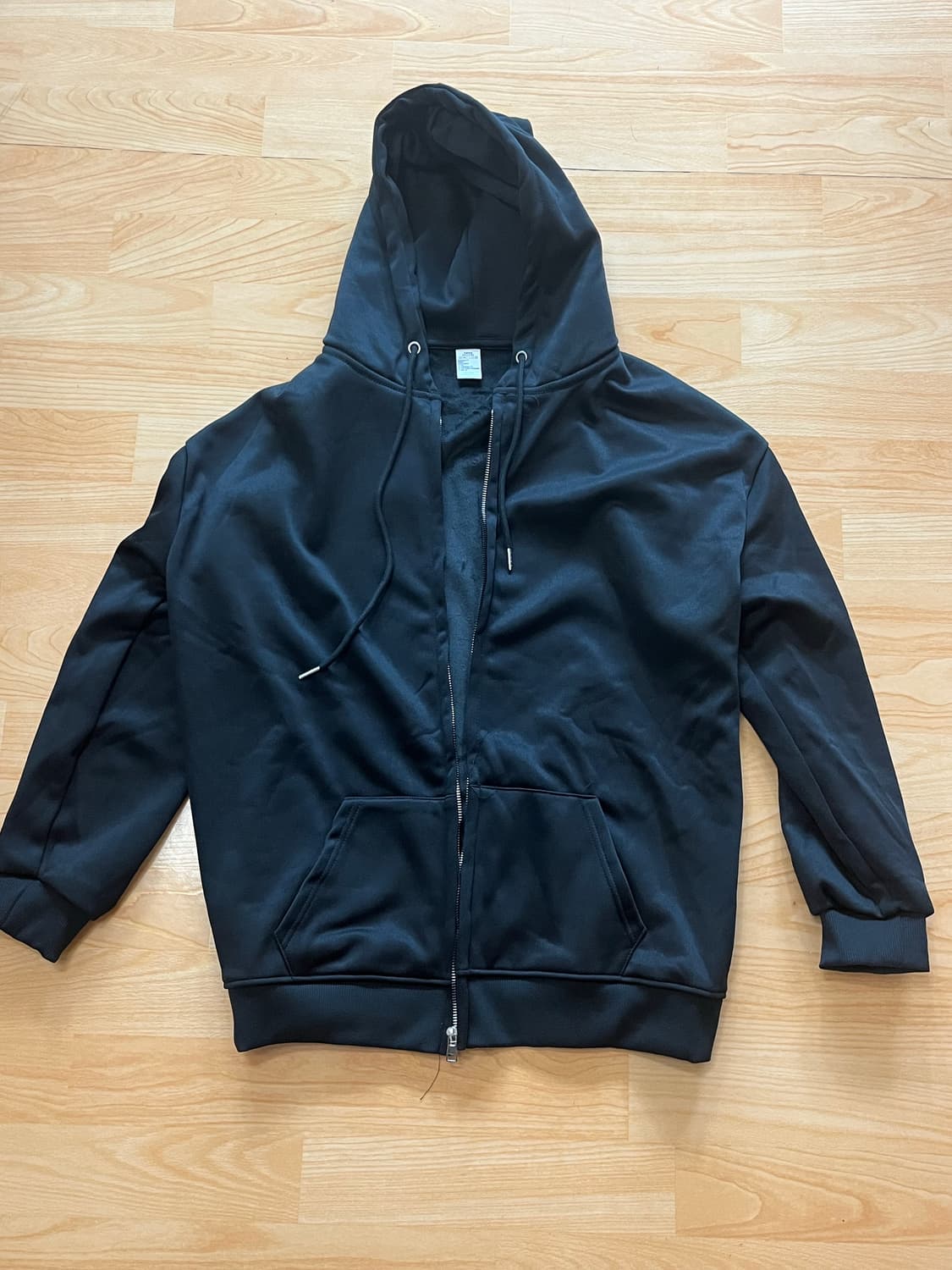 블랙 오버핏 기모 후드 집업 XL 미착용 새제품 상품이미지3