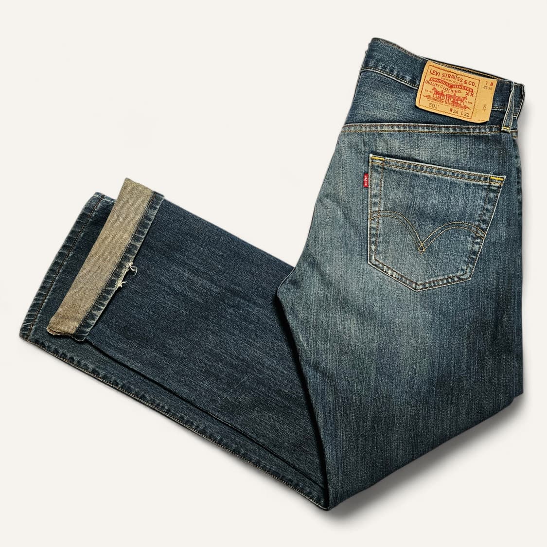 [34X32][리바이스]00's 오리지널 스트레이트 페이드워시드 데님 상품이미지3