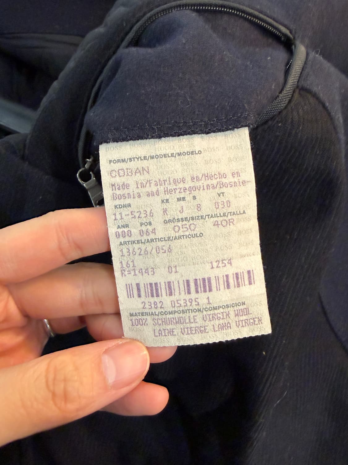 BOSS 더블 브레스티드 울 피코트 네이비 40R 상품이미지5