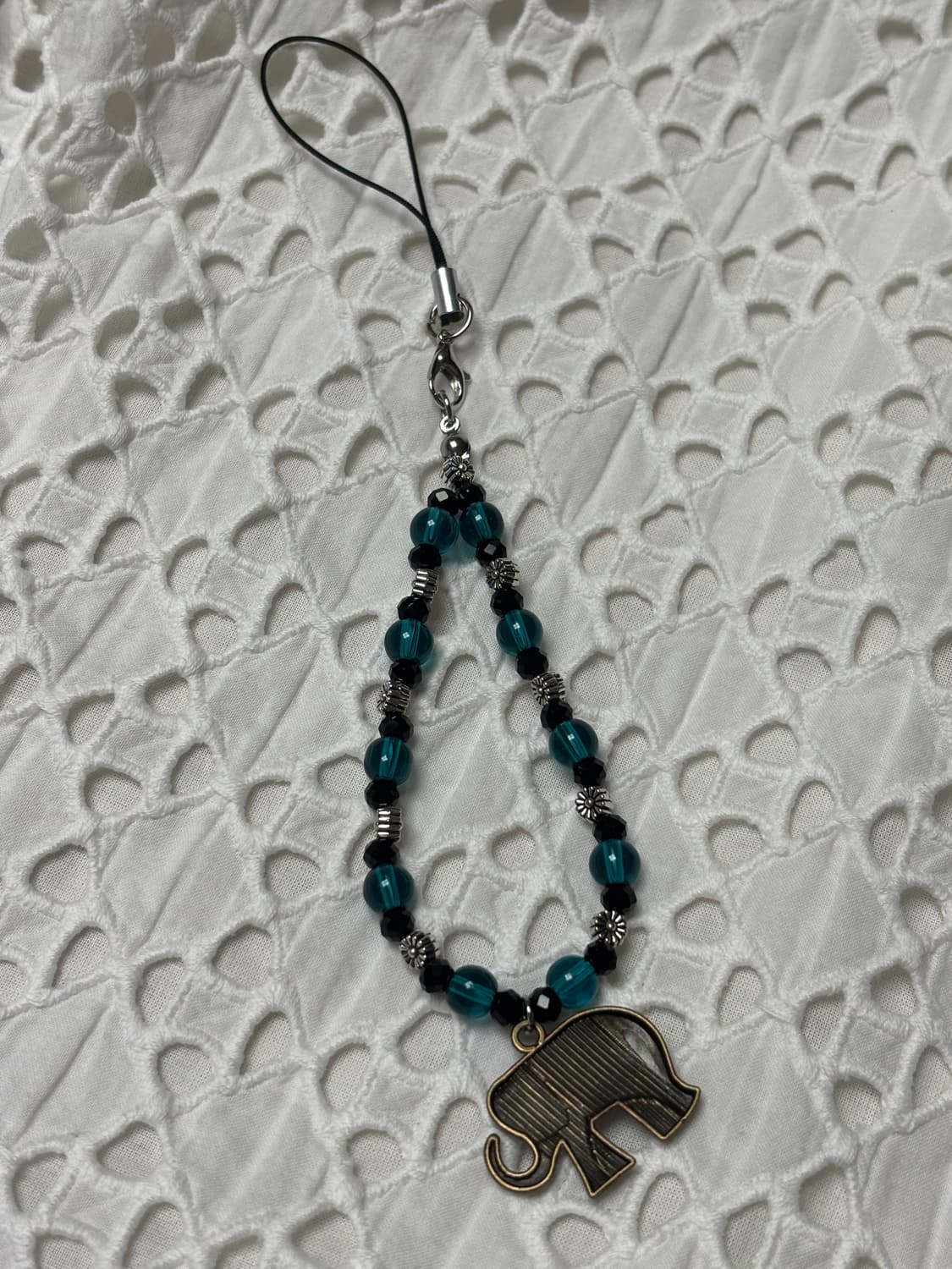 [핸드메이드] 코끼리 핸드폰 줄 키링 (하늘색) 상품이미지2