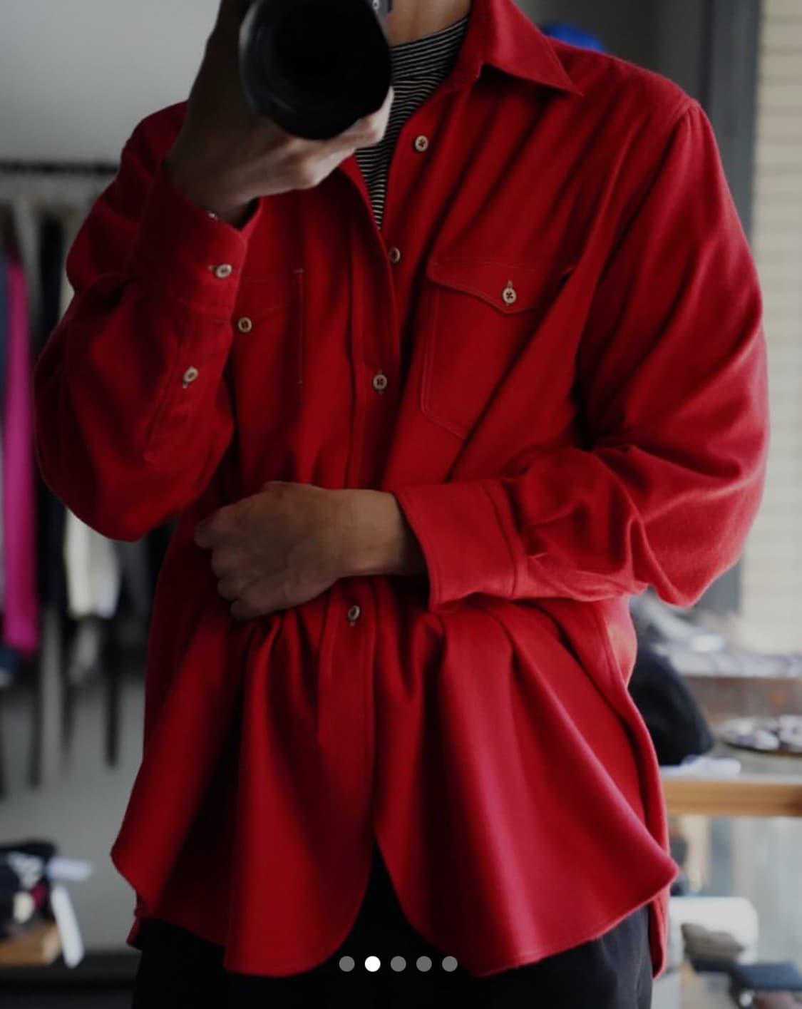 [3] 마티앤선즈 실크 가챠 포켓 셔츠 레드 상품이미지2