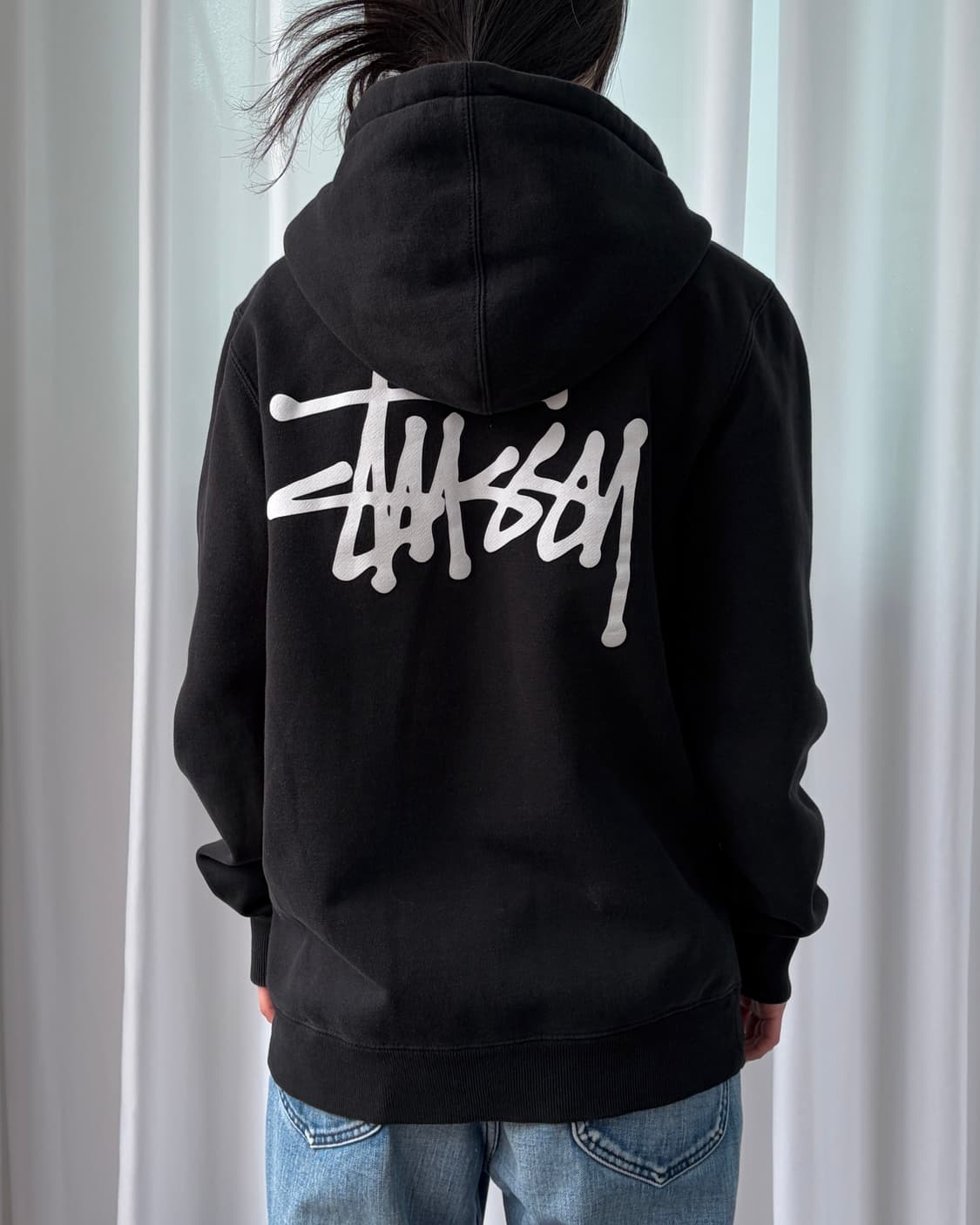 [S]스투시 베이직 기모 후드 집업 black 상품이미지1