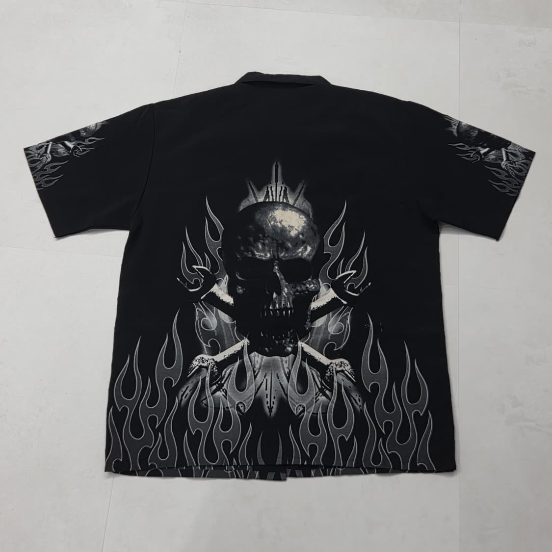 [XL] 스컬 오픈카라 셔츠 상품이미지2