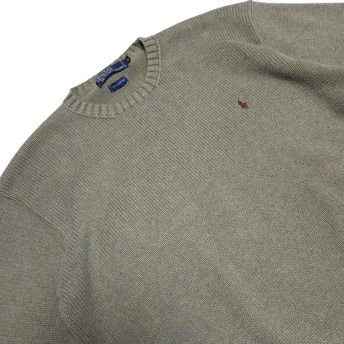 폴로 랄프로렌 00s 코튼 니트 스웨터 올리브 상품이미지3