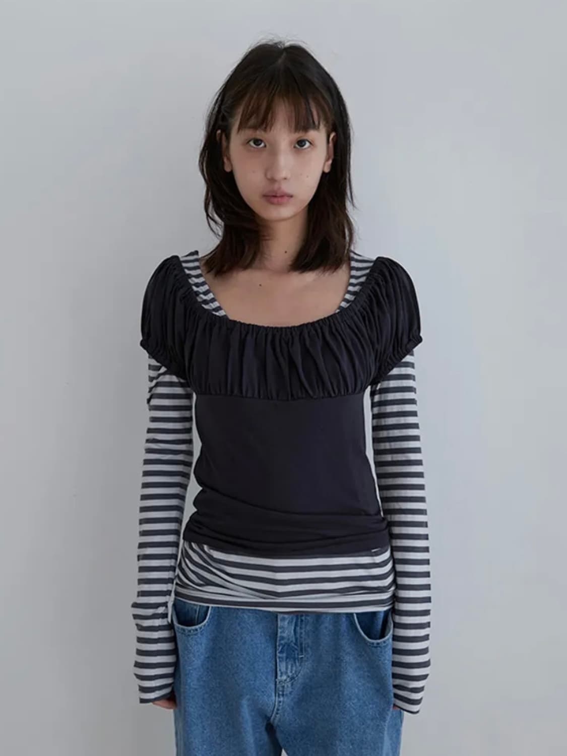 노컨텐츠 셔링 레이어드 티셔츠 세트 상품이미지1