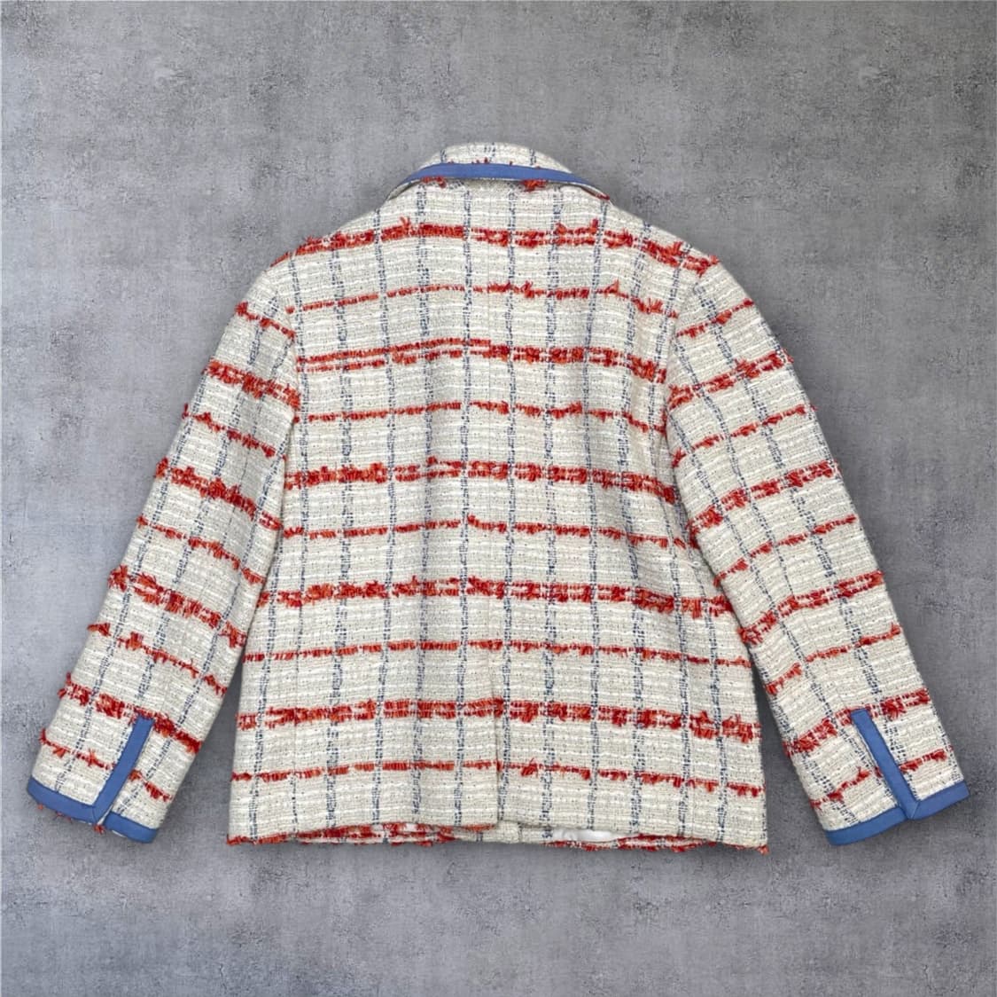 산드로 Sandro 아이보리 멀티 체크 트위드 싱글 자켓 36 상품이미지7