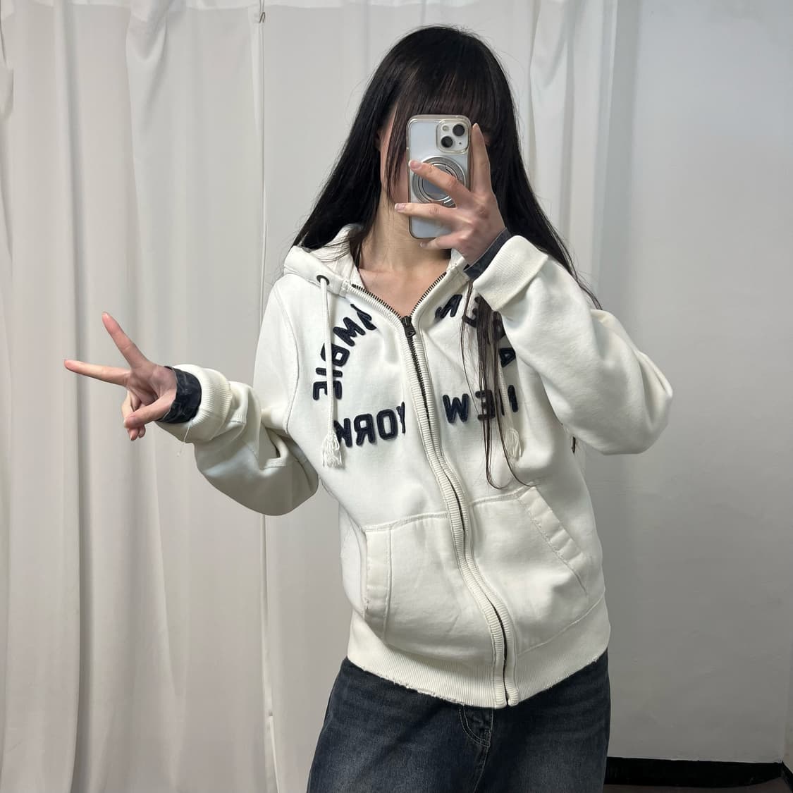 Abercrombie White Hood Zip-Up 상품이미지2
