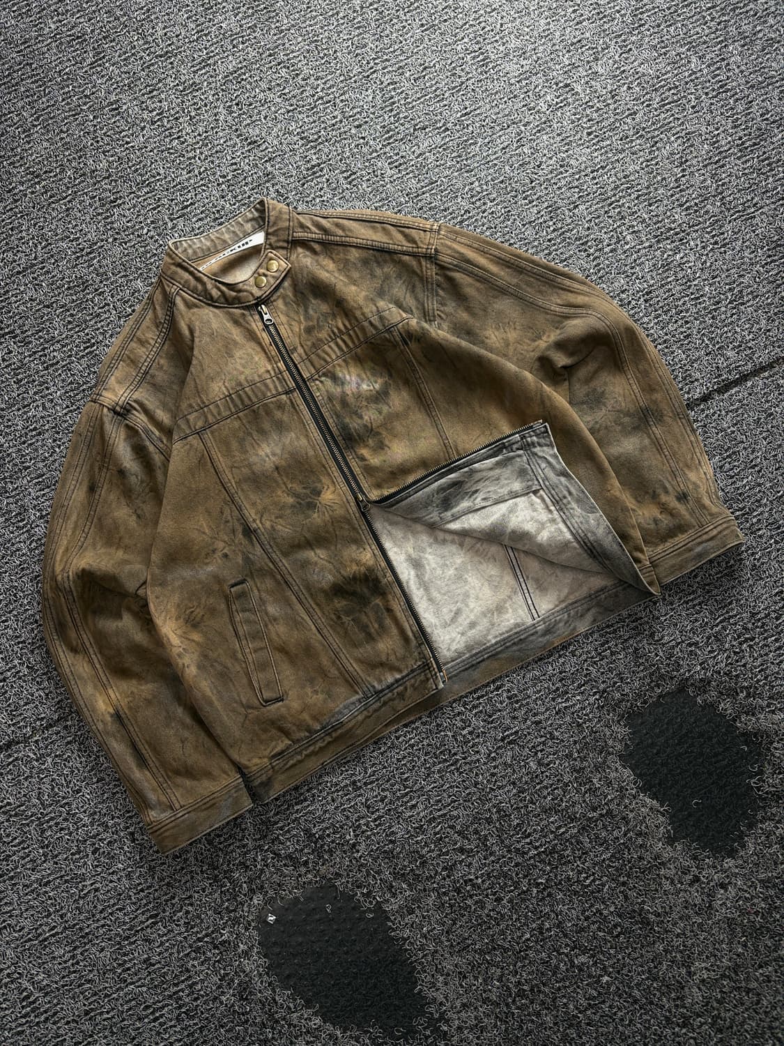 빈티지 에이징 디스트로이드 라이더 자켓 브라운 3863 상품이미지1