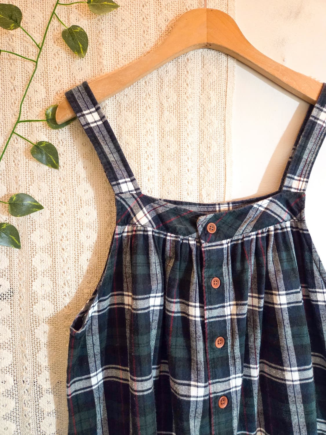 너드 체크 사이드포켓 오버롤 원피스 상품이미지4