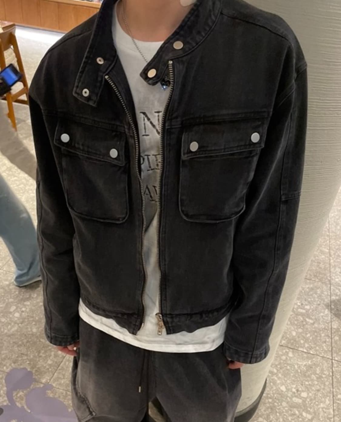 블랙 데님 라이더 자켓 상품이미지1