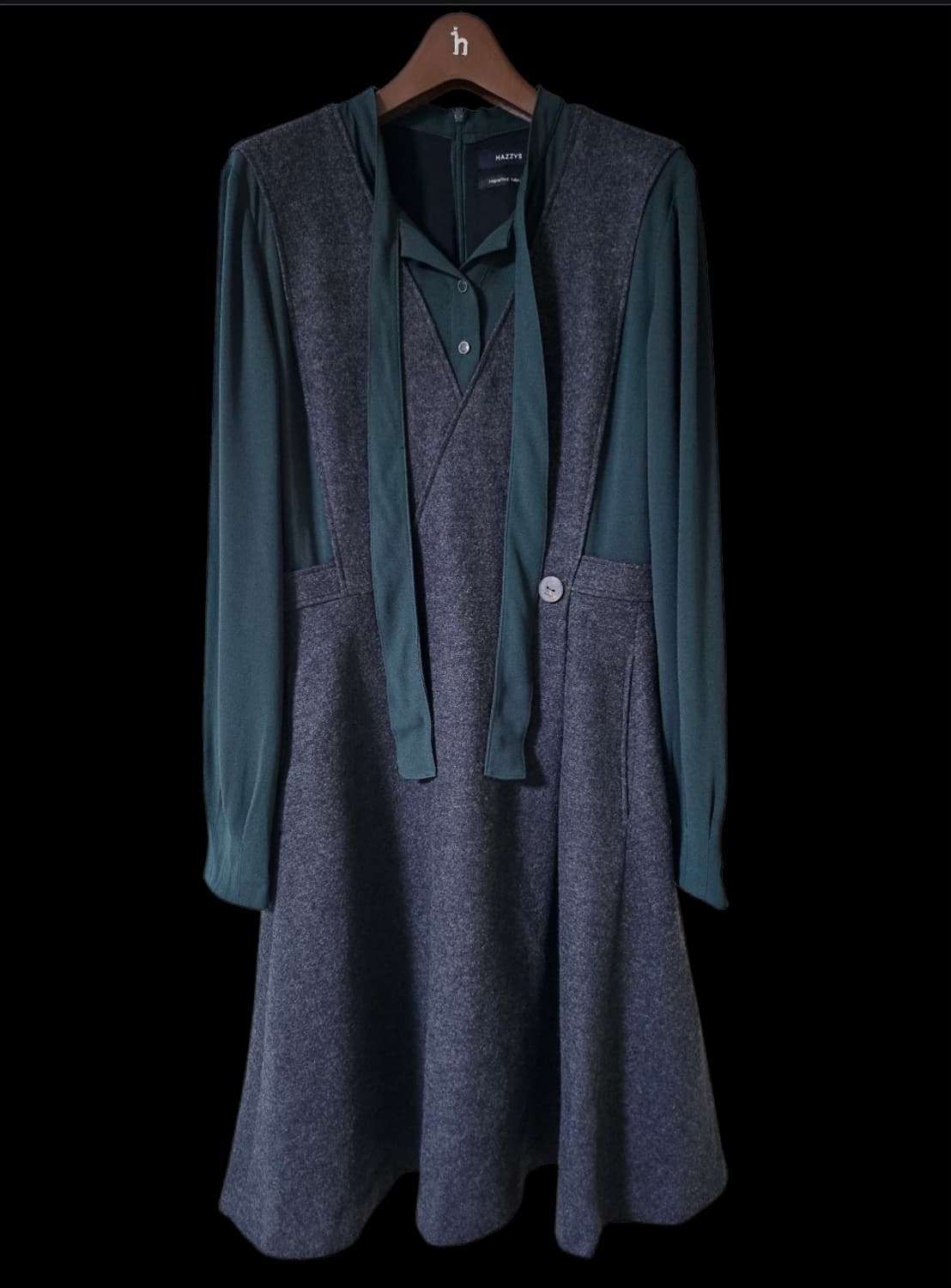 [미착용] 헤지스레이디스 배색 울 미디원피스 55 66 상품이미지8