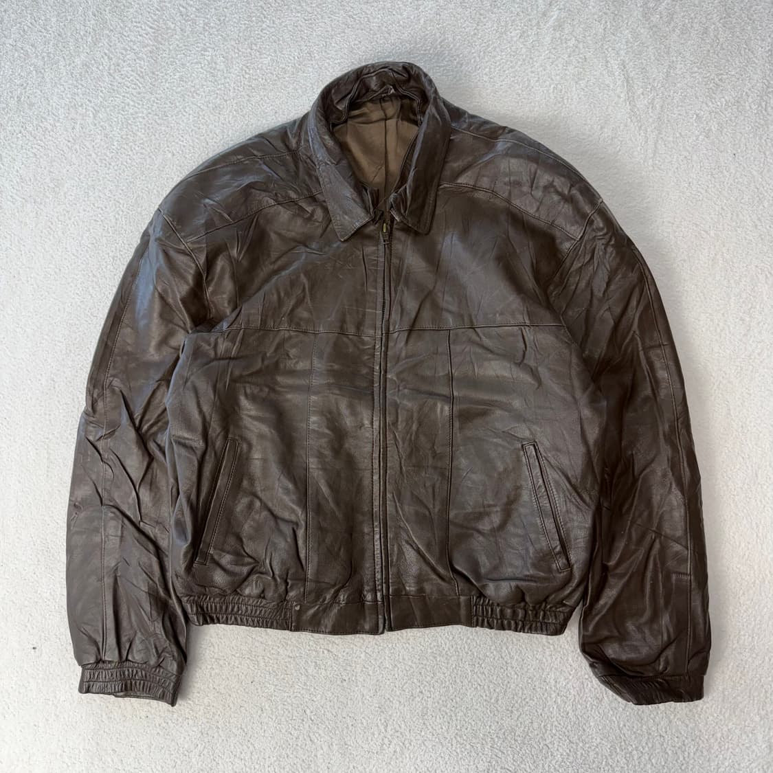 90s 아메리칸 빈티지 레더 봄버자켓 다크브라운  상품이미지1