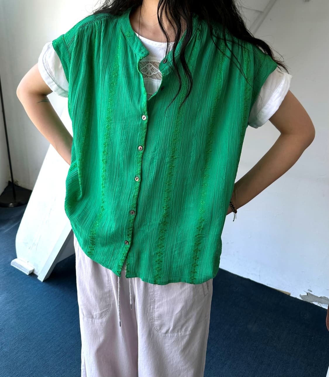 Natural volume fabric design wide top 상품이미지8