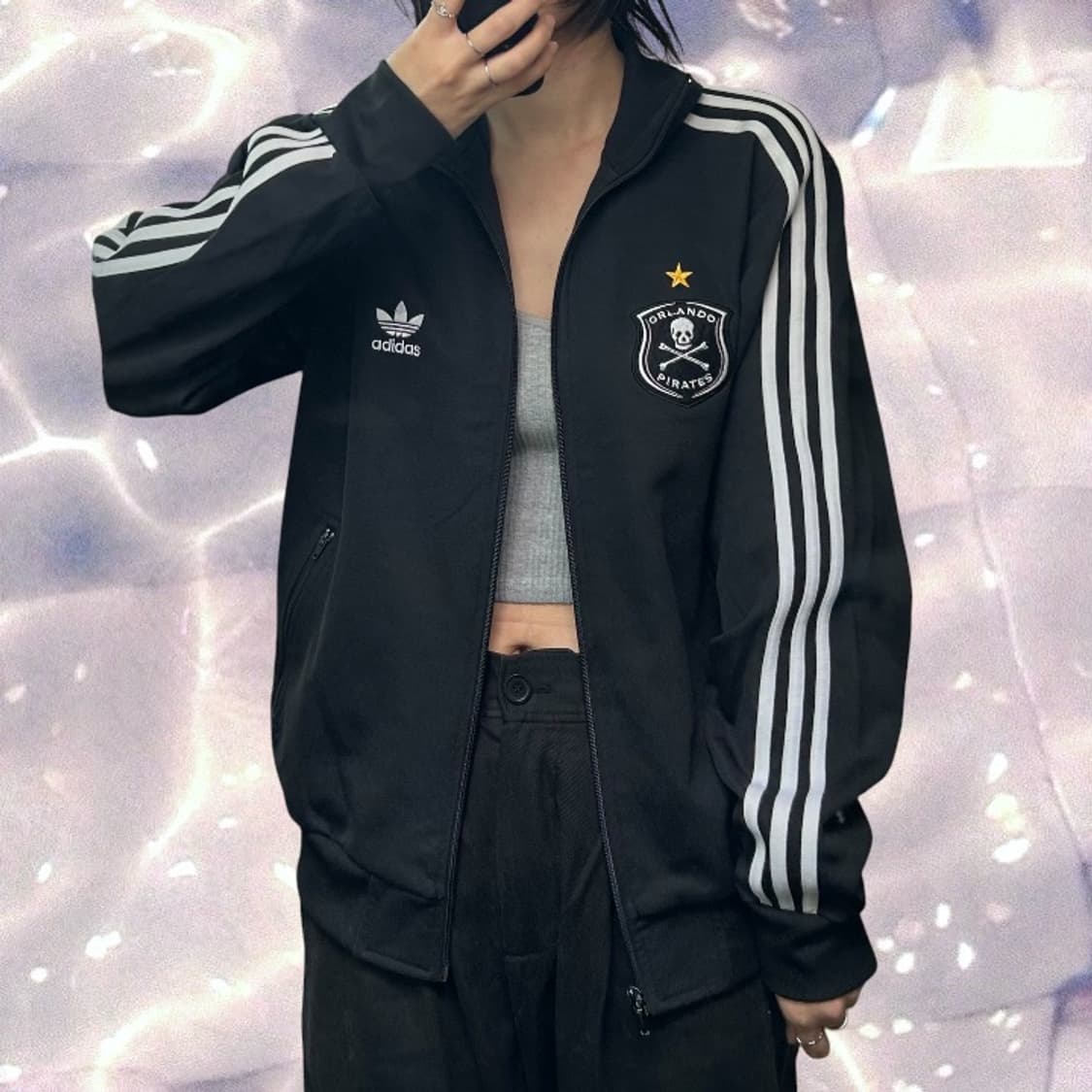 00s 아디다스 올랜도 스컬 해골 져지 블랙 100 상품이미지3