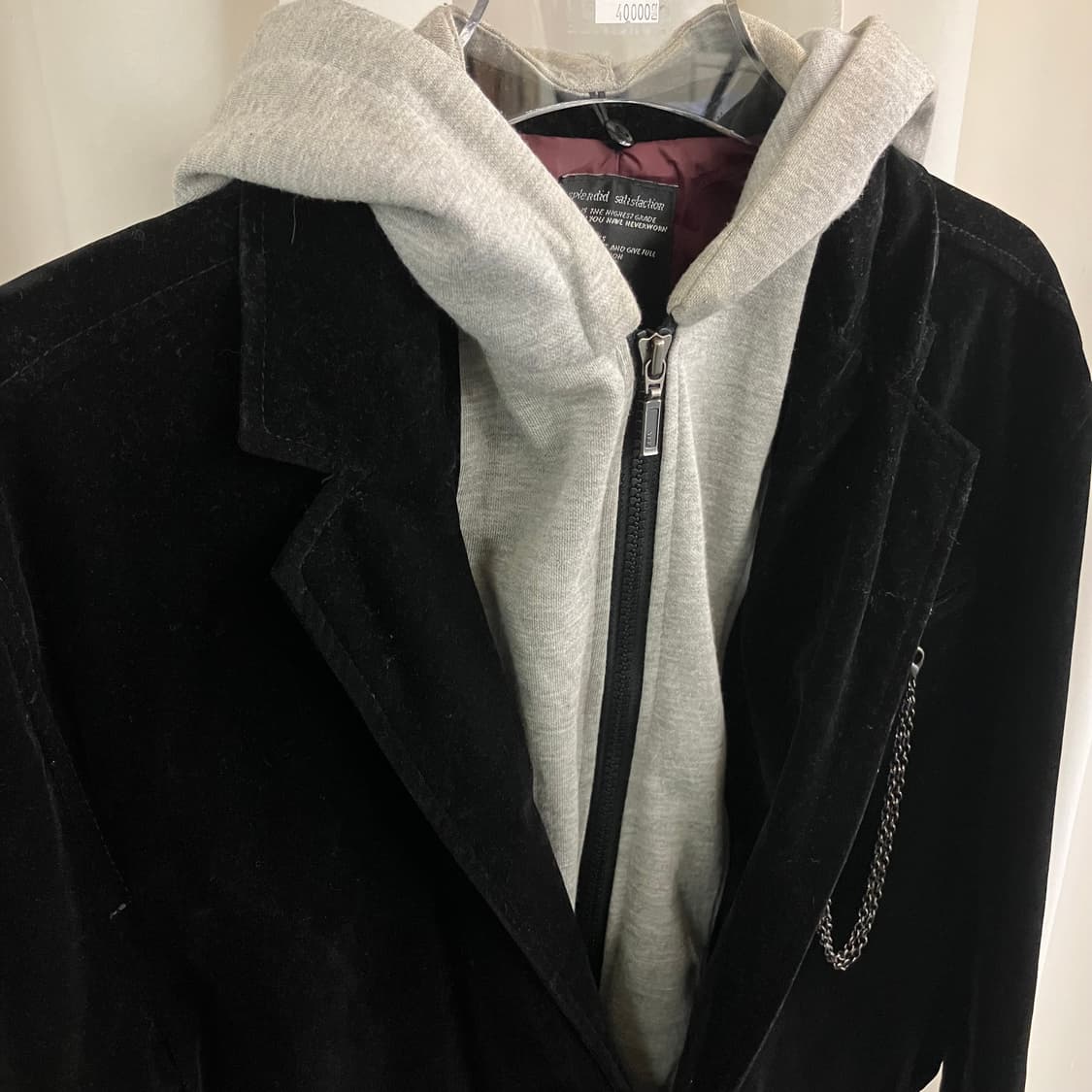 splendid satisfaction 블랙 벨벳 후드 블레이저 L 상품이미지3