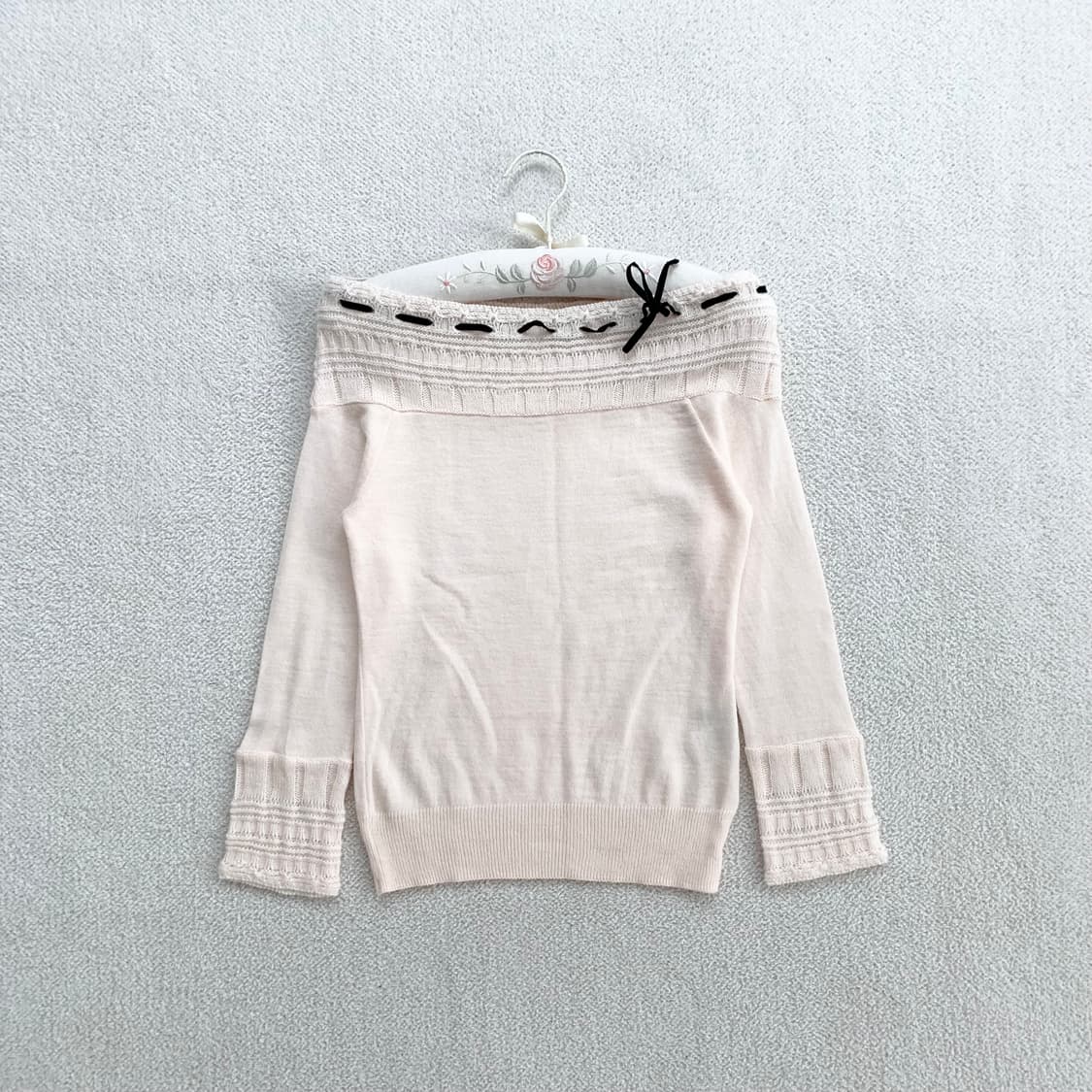 히메갸루 ♥ 보트넥 레이스 여리핏 니트 상품이미지1