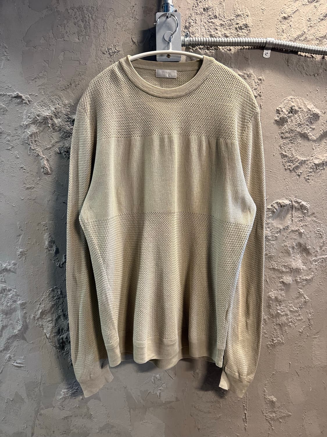 100 타임 TIME 텍스처 니트 라운드 니트 녹차 그린 상품이미지1