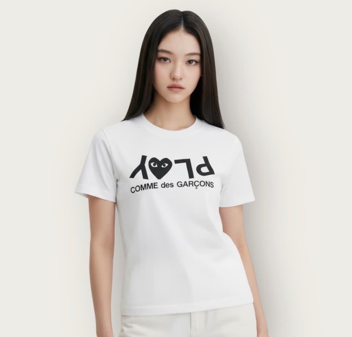 꼼데가르송 여성 리버스 로고 라운드 반팔티셔츠(L) 상품이미지1