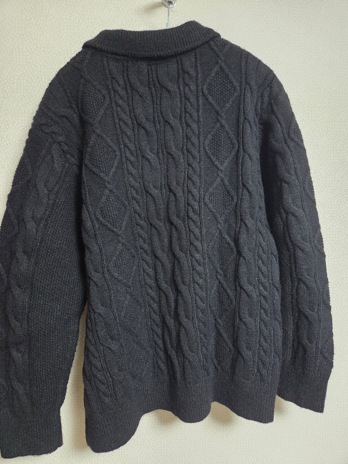 굿라이프웍스 케이블 니트 집업 블랙 M 상품이미지2