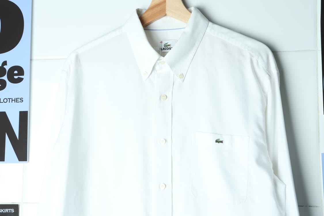 (XL-2XL) 라코스테 셔츠 남방 무지 화이트 흰색 원포켓-H31302 상품이미지3