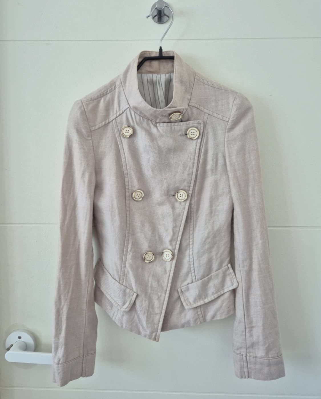 아이보리 나폴레옹 더블버튼 하이넥 자켓 상품이미지2