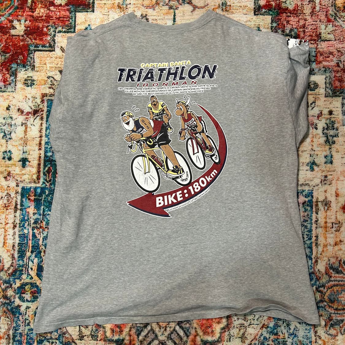 [2XL] 90s 캡틴 산타 철인삼종경기 싱글 스티치 반팔 티셔츠 상품이미지2