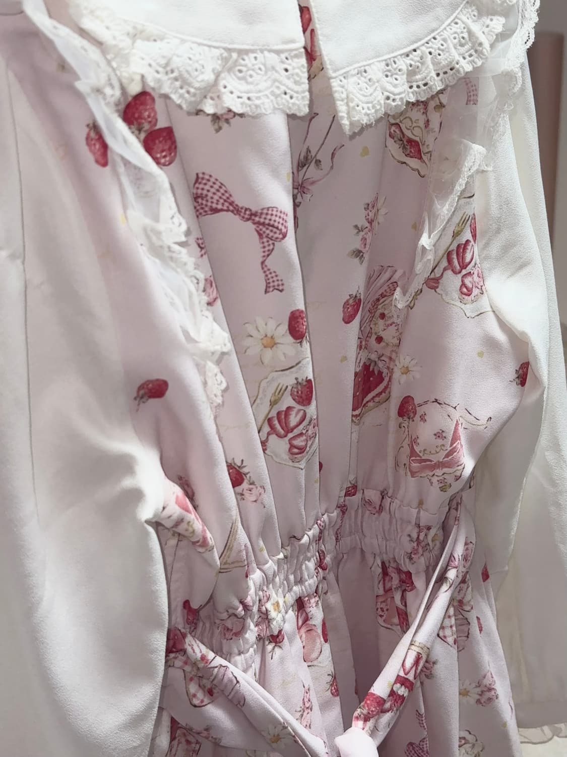 리즈리사 Strawberry Tea Party 원피스 핑크 양산형 지뢰계 상품이미지6