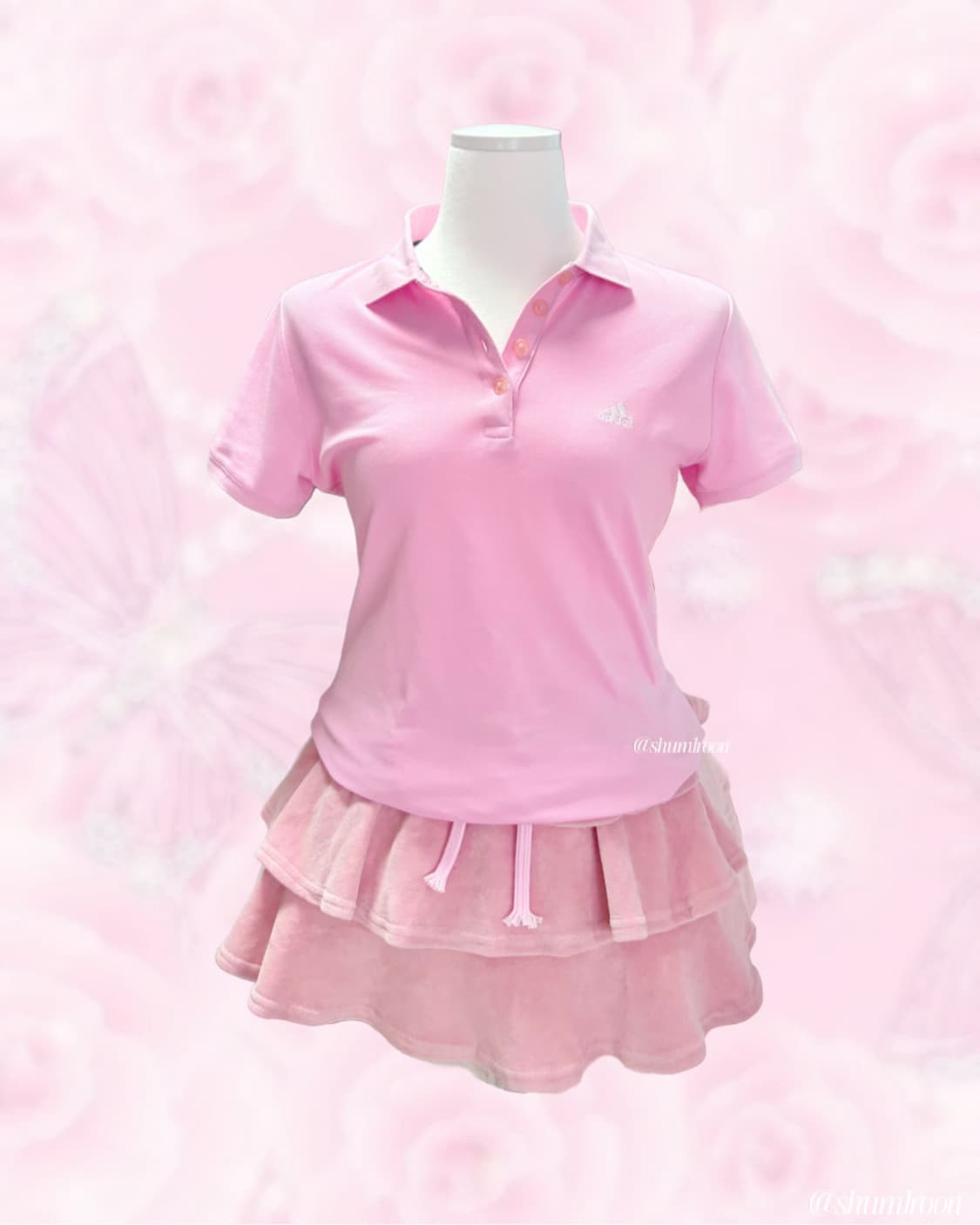 아디다스 정석핑크 미소녀 카라 반팔티 상품이미지1