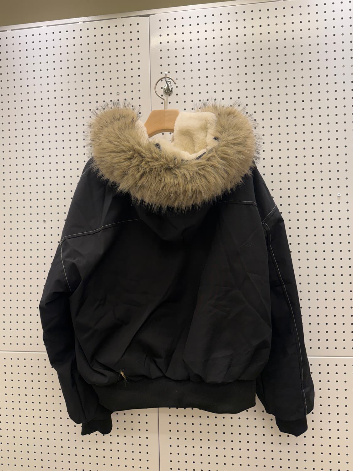 빈티지 퍼 후드 패딩 점퍼 블랙 상품이미지3