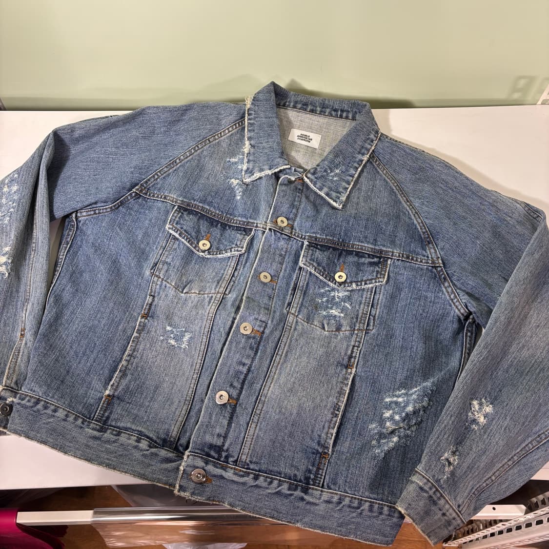95-100 더블아드레날린신드롬 데미지 디스 데님자켓 상품이미지2