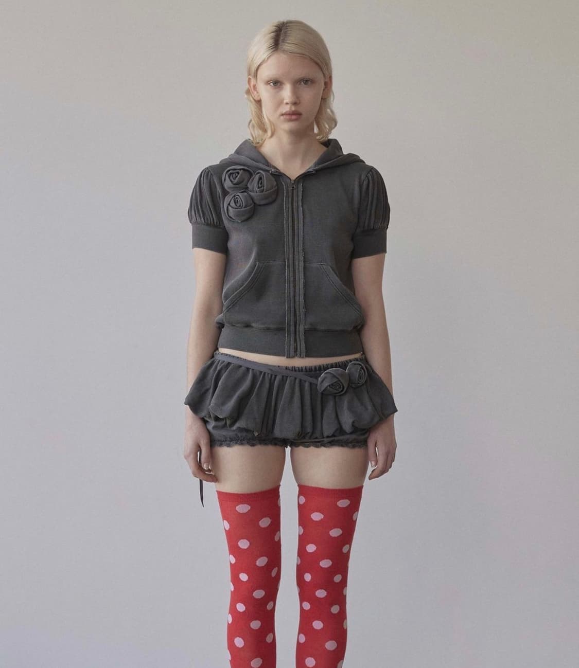 스컬프터 워시드 로즈 후디 집업 차콜 상품이미지1