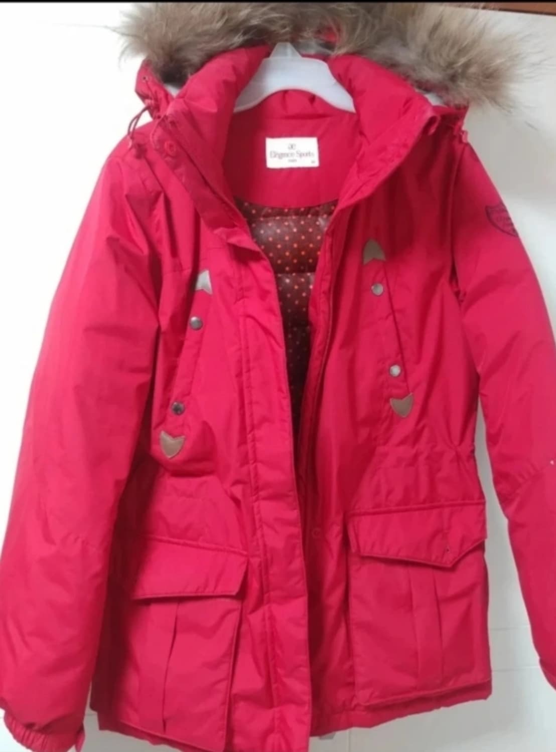 라쿤후드 레드 구스다운 점퍼 상품이미지1