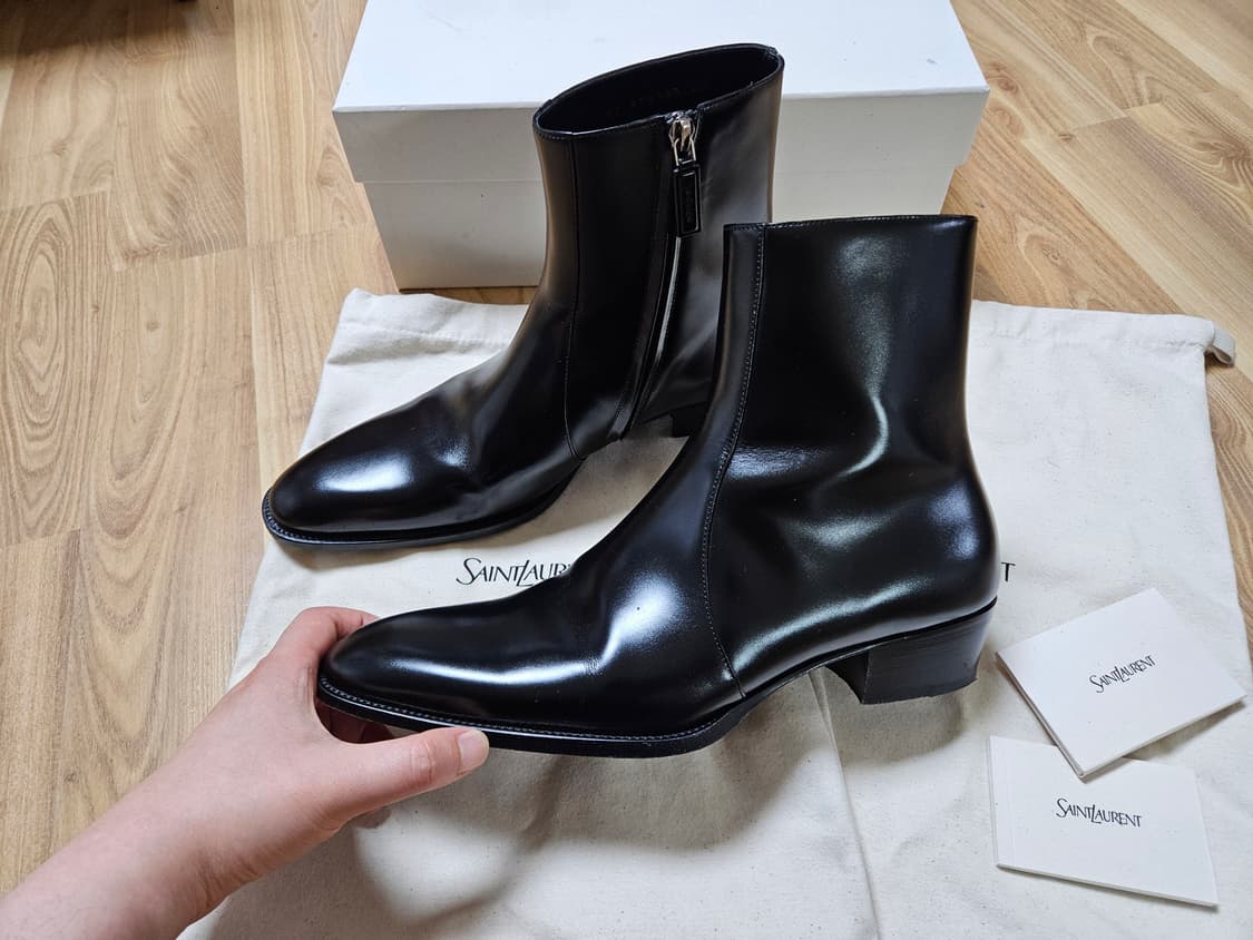 생로랑 로만 지퍼 앵클부츠 블랙 상품이미지2