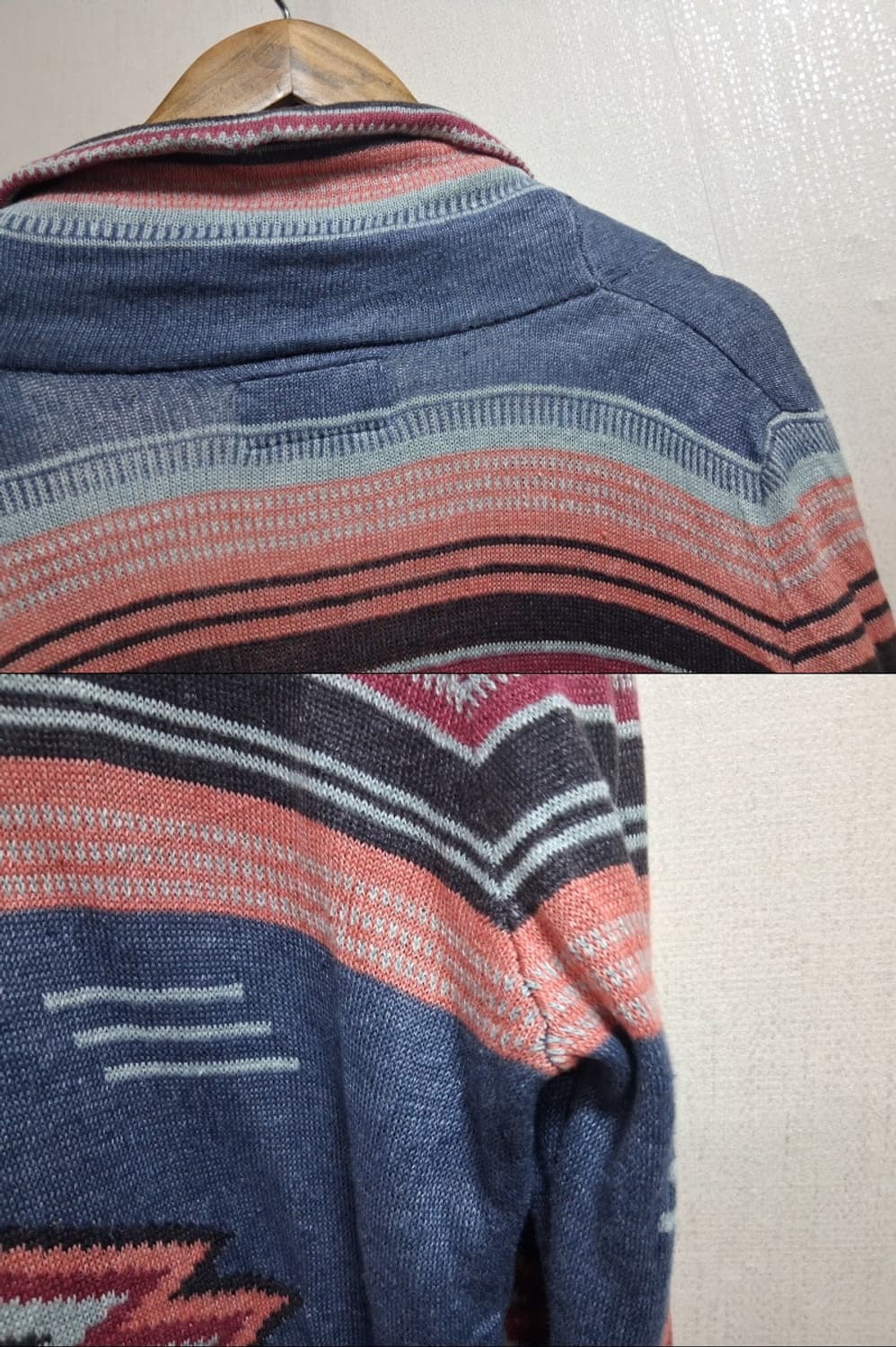 일본빈티지 빔즈 남성 에스닉패턴 린넨니트가디건 남성90S 상품이미지5