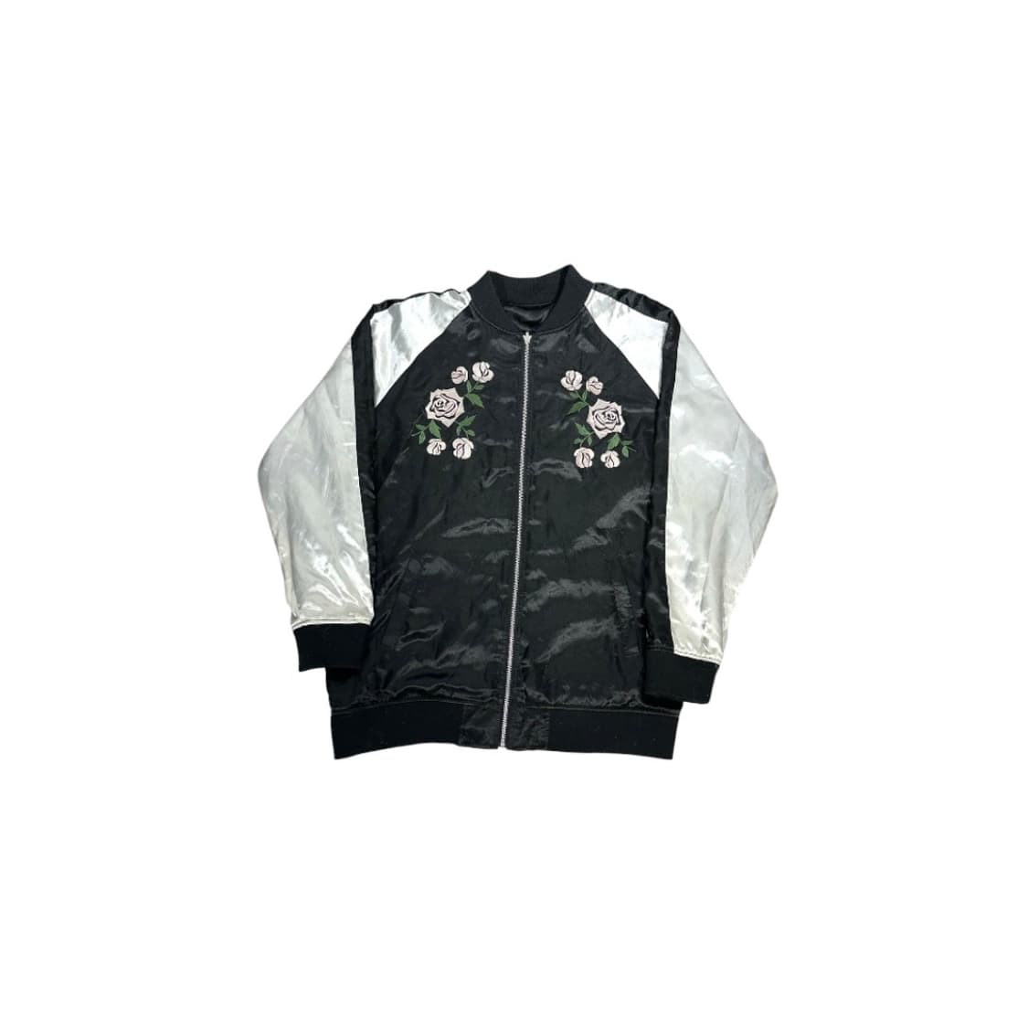 일본 빈티지 블랙 화이트 꽃 자수 자켓  상품이미지4
