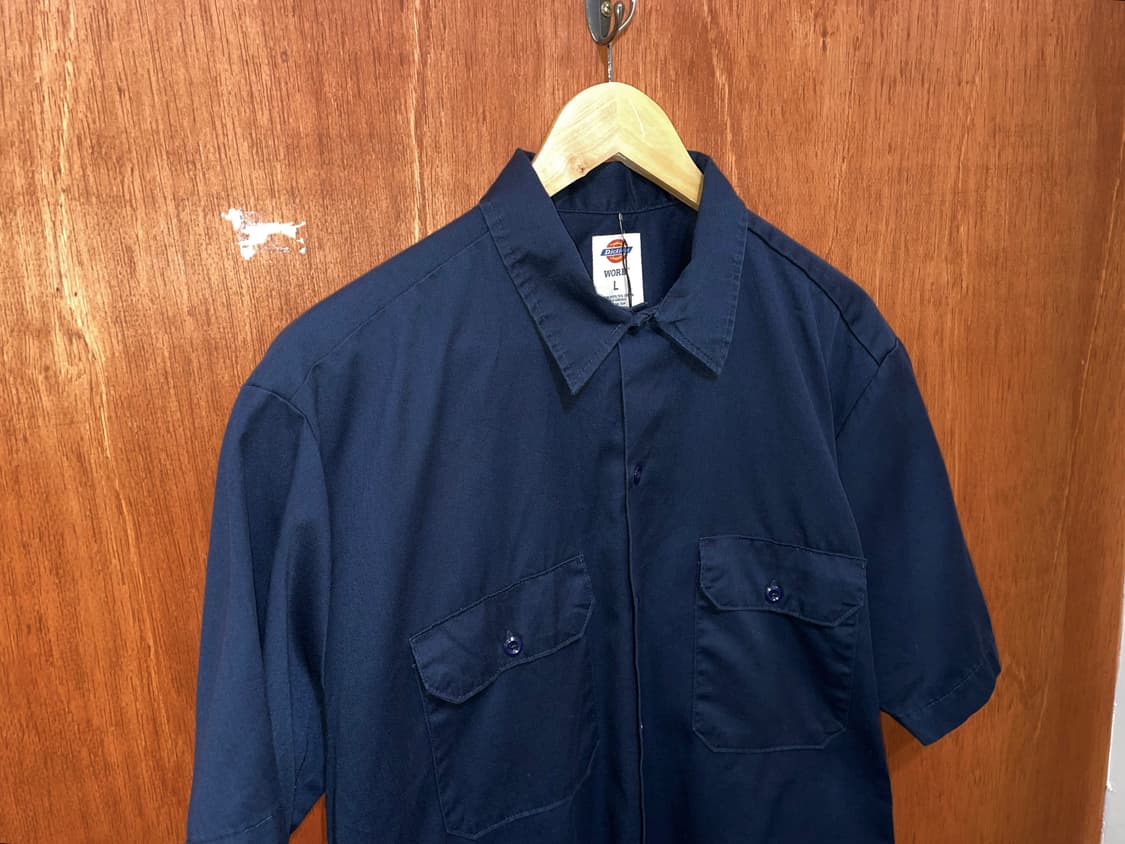 (L) Dickies 디키즈 반팔 워크 셔츠 네이비 상품이미지2