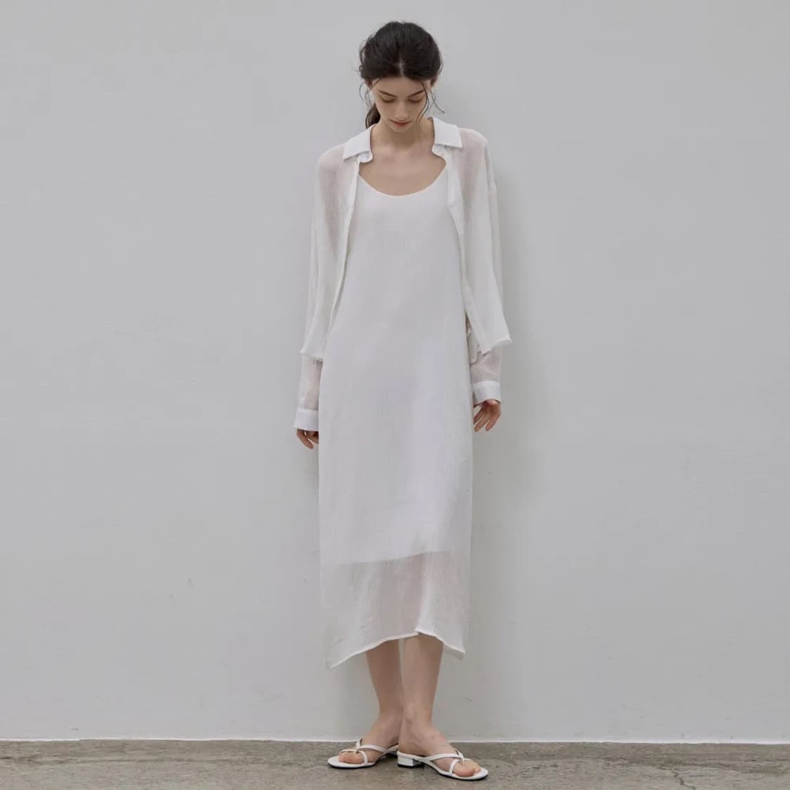 [르 스튜디오] SHIRT + SLIP DRESS SET WHITE 상품이미지1