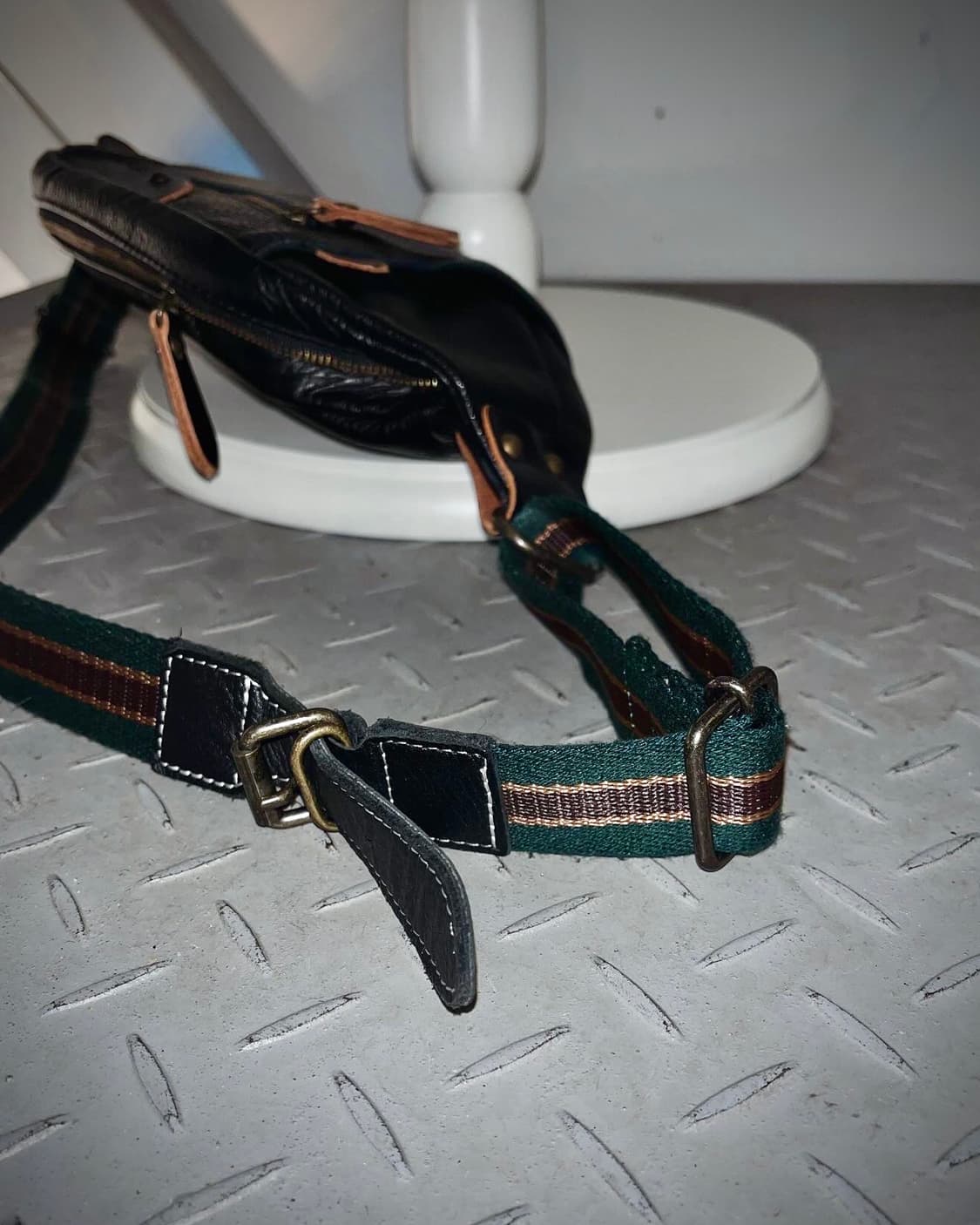 JPN 일본 빈티지 리얼 카우레더 소가죽 힙색 크로스백 상품이미지5