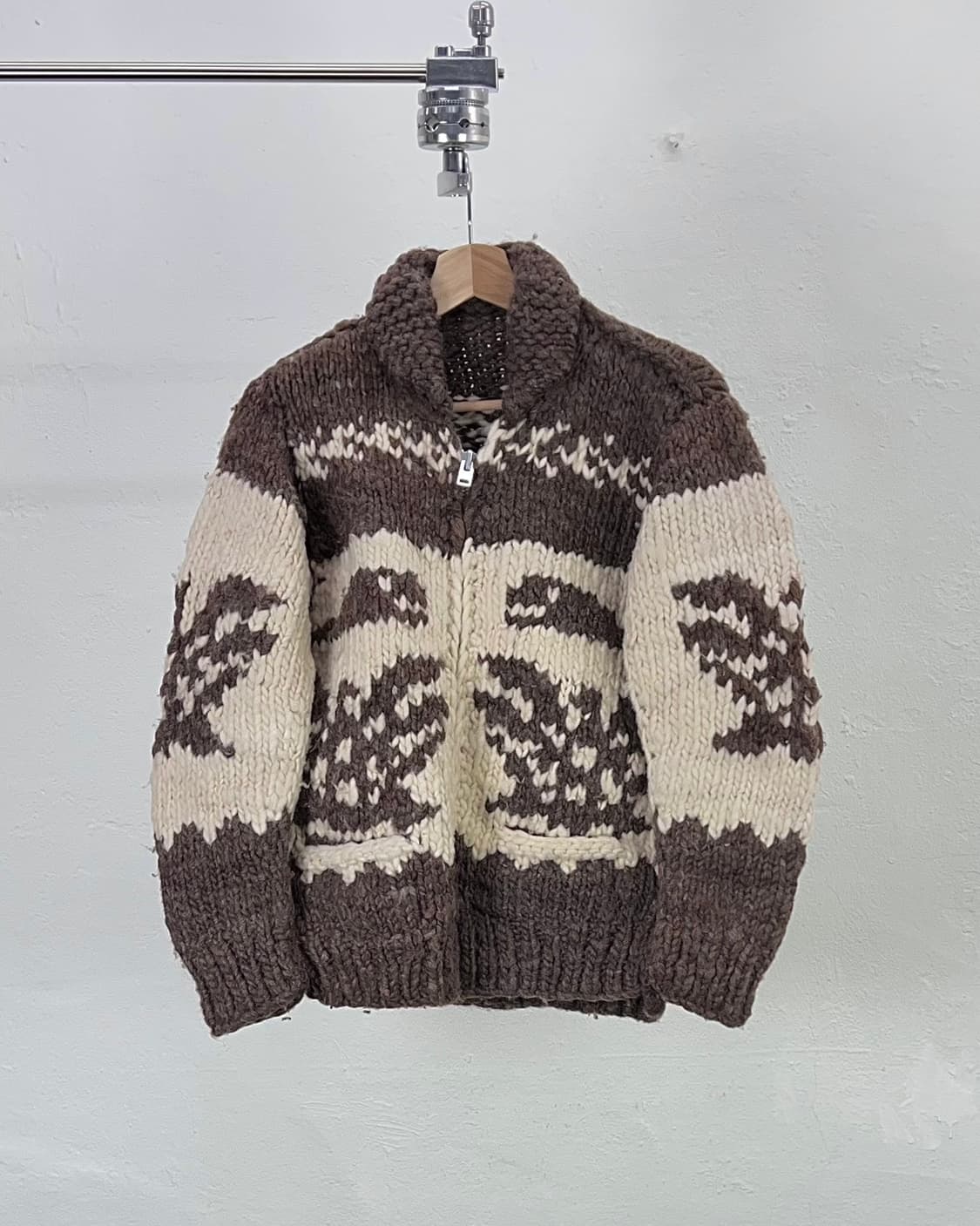 카우찬 조르딕 캐나다 울 헤비 숄 카라 코위찬 니트 자켓 상품이미지1