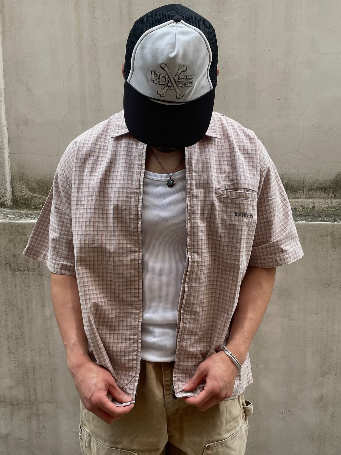 90-00s 00s Bitch Pink Check Zip-Up 상품이미지2