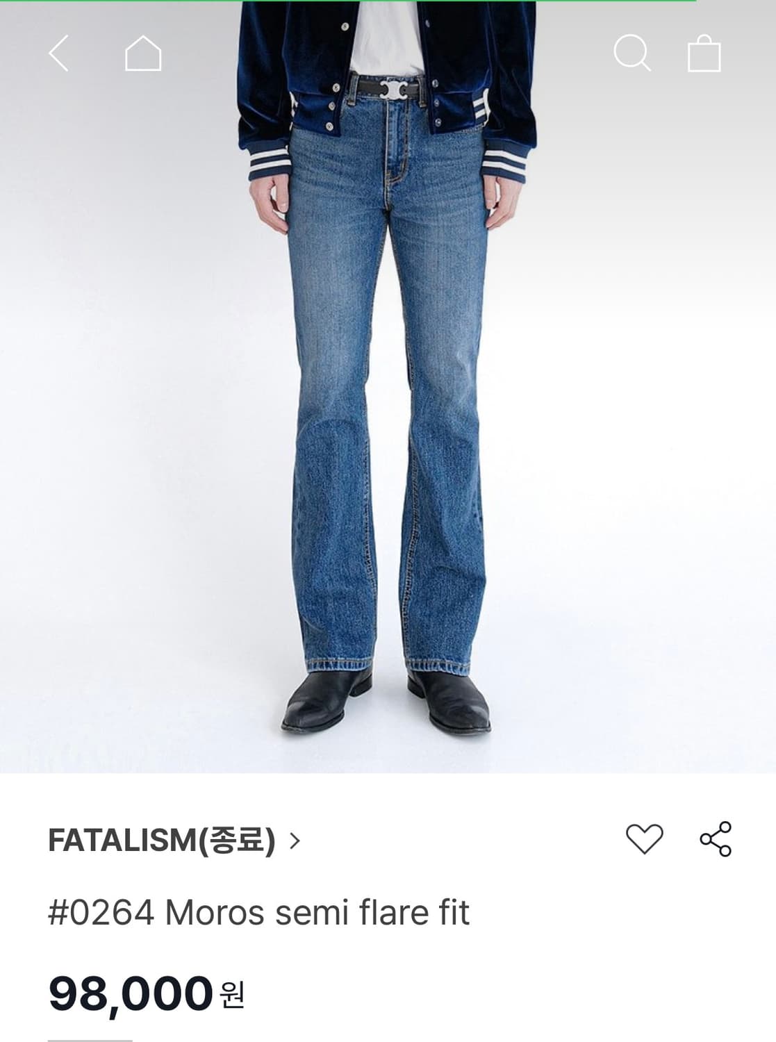 페이탈리즘 Moros 세미 플레어핏 데님팬츠 48 L 상품이미지1